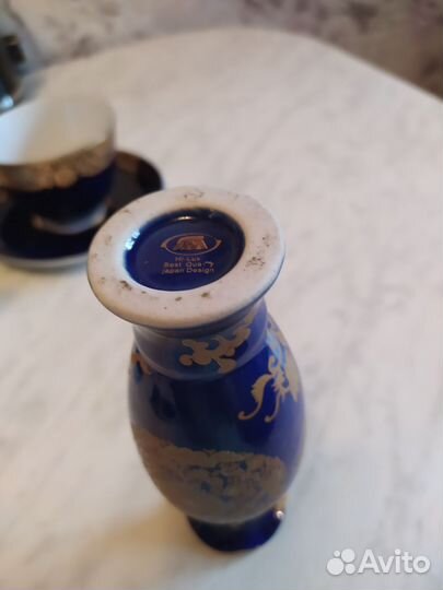 Остатки чайного сервиза золотой фриз кобальт