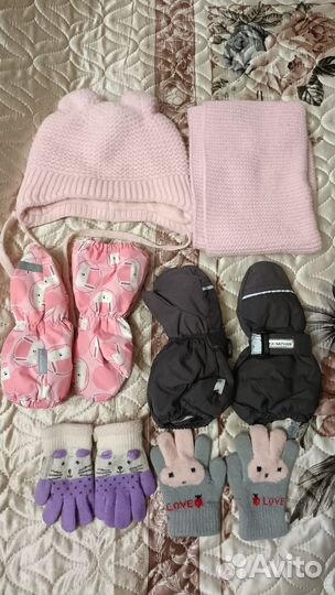 Комплект шапка и снуд, краги, перчатки