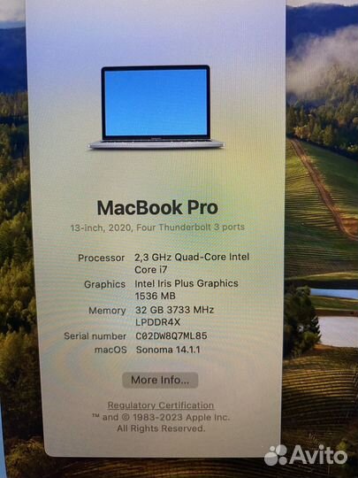 Apple MacBook Pro 2020 4thunderbolt, i7, 32gb