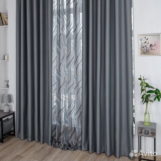 Шторы блэкаут Марсель Серый