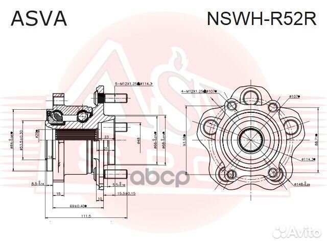 Ступица колеса зад прав/лев nswhr52R asva