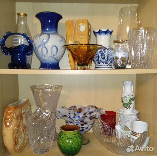 Вазы Хрусталь Фарфор Гутное Стекло Керамика СССР