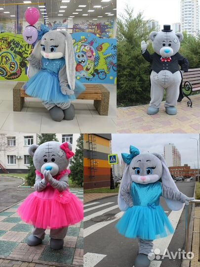 Ростовая кукла Мишка Тедди, зайка Стеша, кот Рыжик