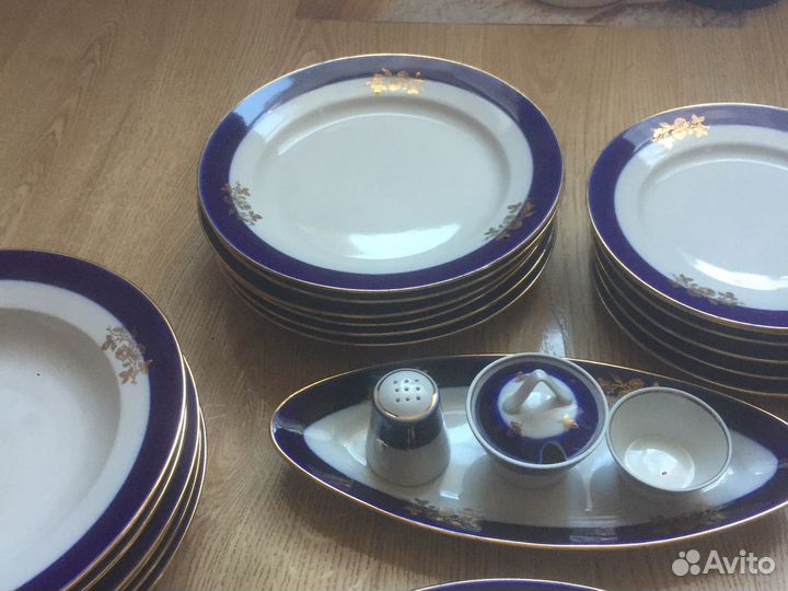 Сервиз столовый кобальт дулево, винтаж СССР
