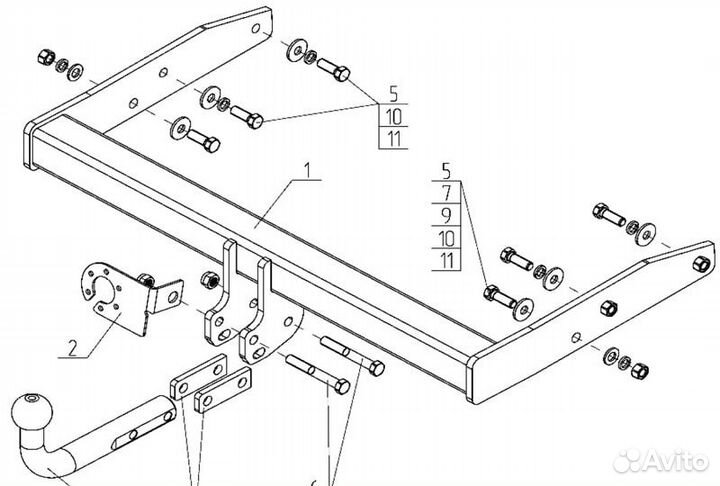 Фаркоп VW T5.Т6 с парктроником и без