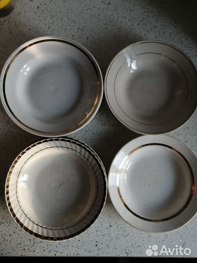 Тарелка с золотой каймой винтаж ретро СССР