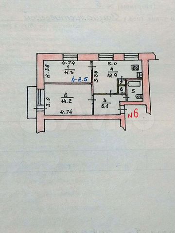 2-к. квартира, 49 м², 2/5 эт.