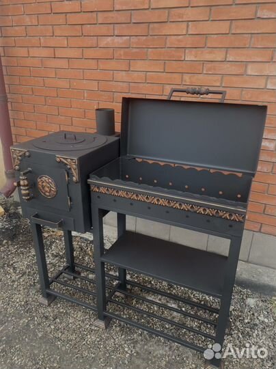 Мангал с печью под казан 3 мм