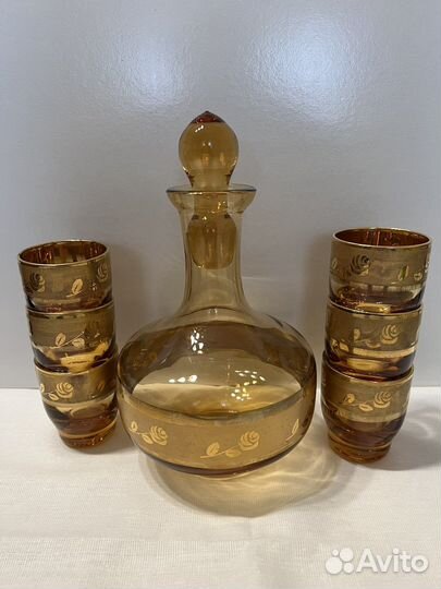 Графин с рюмками стекло винтаж Чехословакия