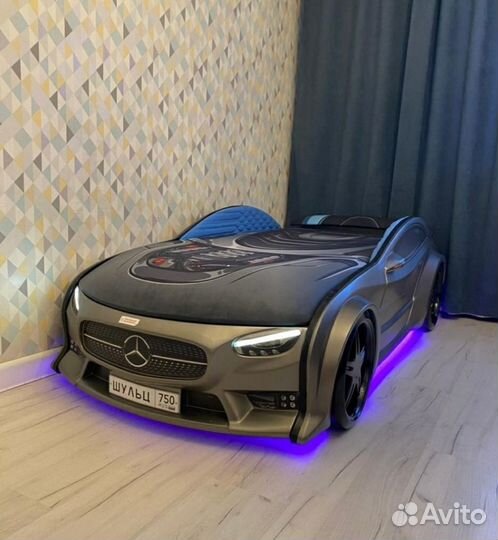 Детская Кровать Машина NEO Графит 180х80