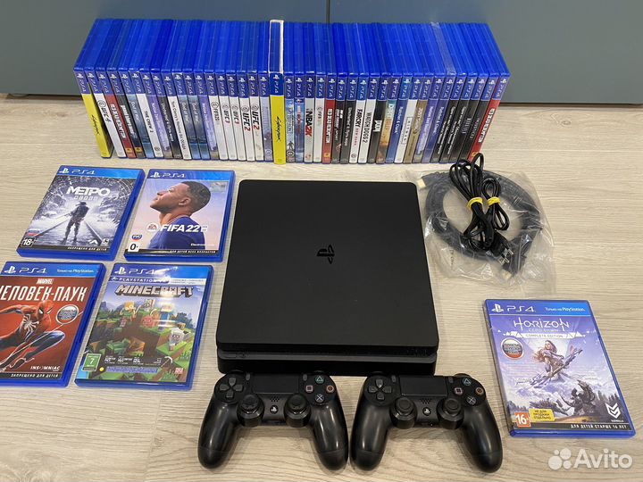 Sony PS4 Slim 1тб +2джоя +10игр