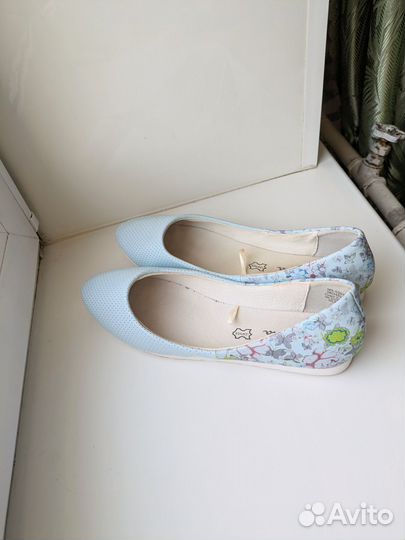 Балетки голубые 38