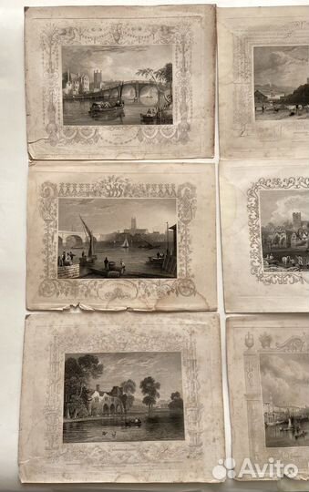 Темза река. Роскошные Старинные гравюры 1837г