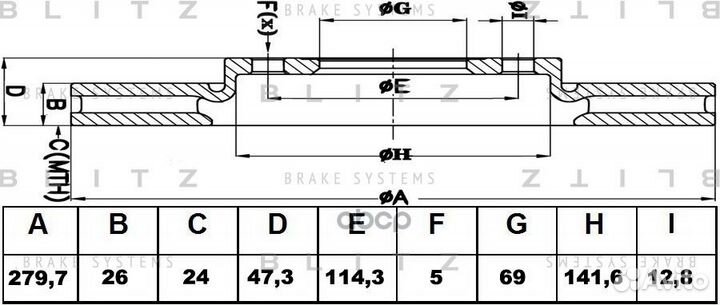 Диск тормозной перед BS0281 hyundai i30, iX