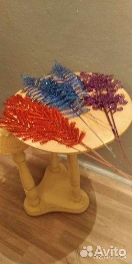 Искусственные ветки с блёстками 9шт 3 цвета