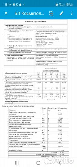 Бизнес план для соцконтракта