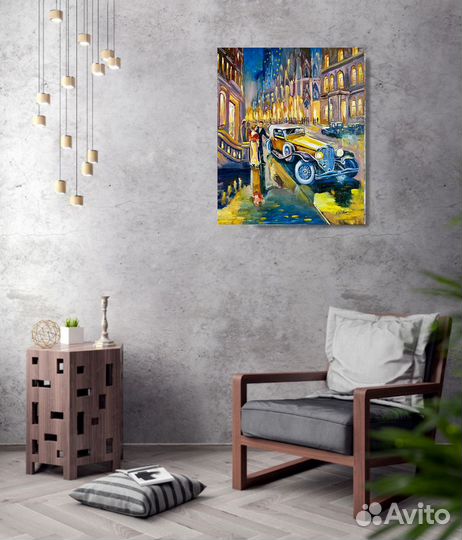 Картина маслом на холсте городской пейзаж Пара