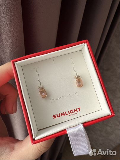 Золотые серьги 585 Sunlight с фианитами