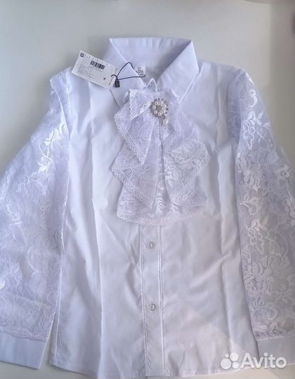 Новая школьная блузка рубашка с жабо 1-2,3класс