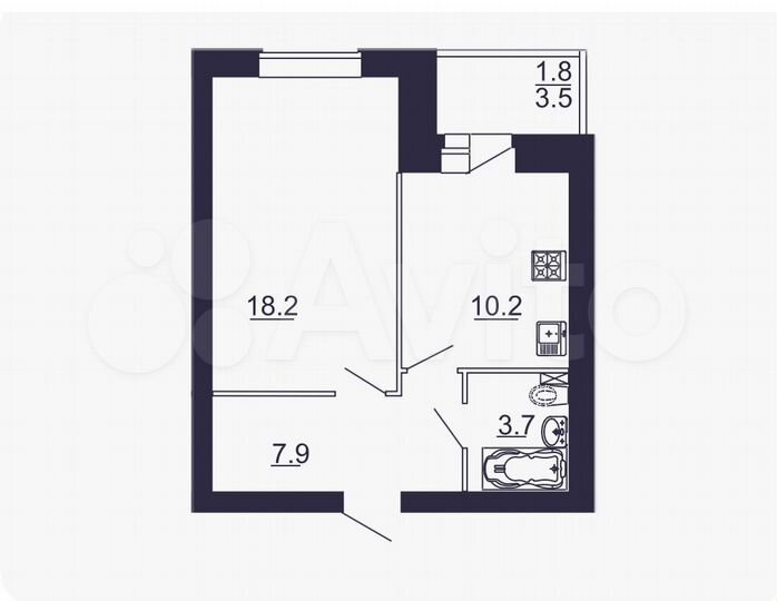 1-к. квартира, 41,7 м², 5/10 эт.