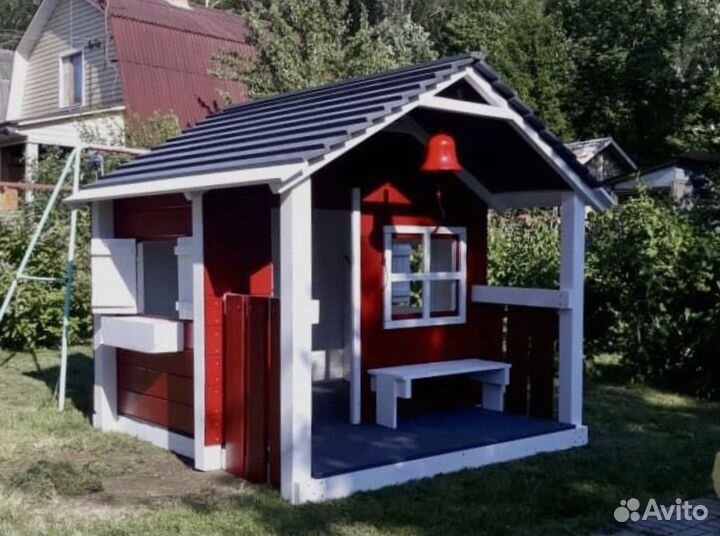 Детский игровой домик уличный деревянный