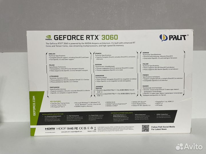 Видеокарта Palit GeForce RTX 3060 Dual (LHR) новая