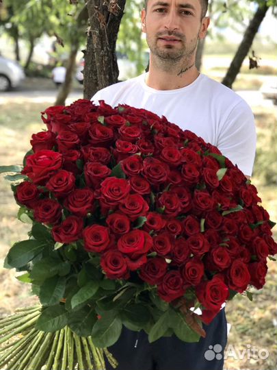Букеты из 101 розы 70см