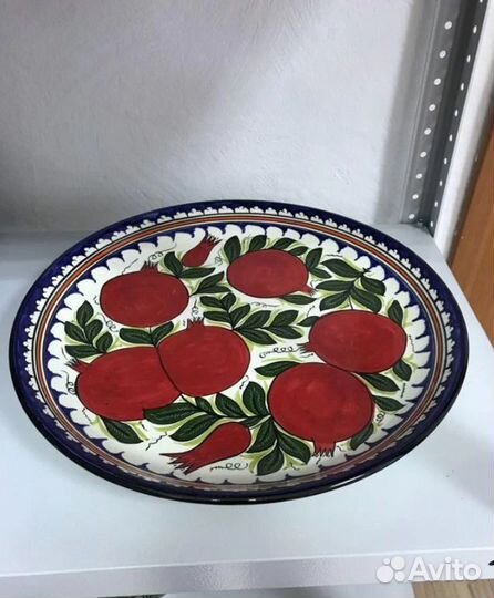 Ляган Гранат 32 см Узбекская керамика, Риштан