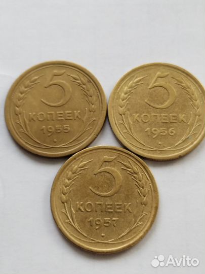 5 копеек 1953, 1955, 1956, 1957 годов