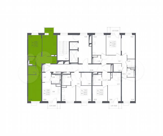 2-к. квартира, 57,6 м², 7/11 эт.
