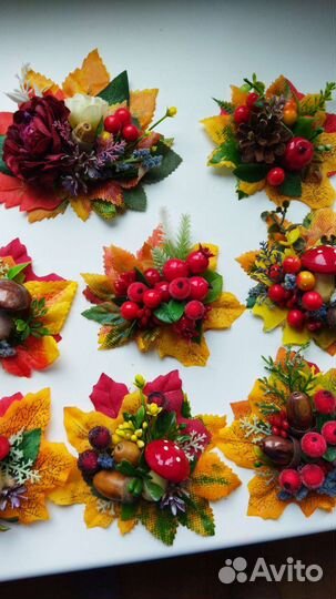 Осенняя брошь, бутоньерка, браслет, заколки