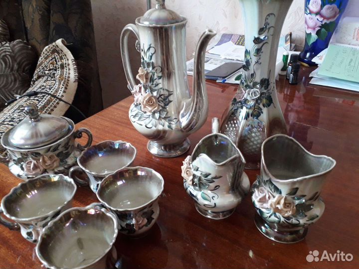 Кофейный сервиз,ваза под цветы новый