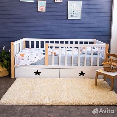 Кроватка берёза сингл детская с бортиком