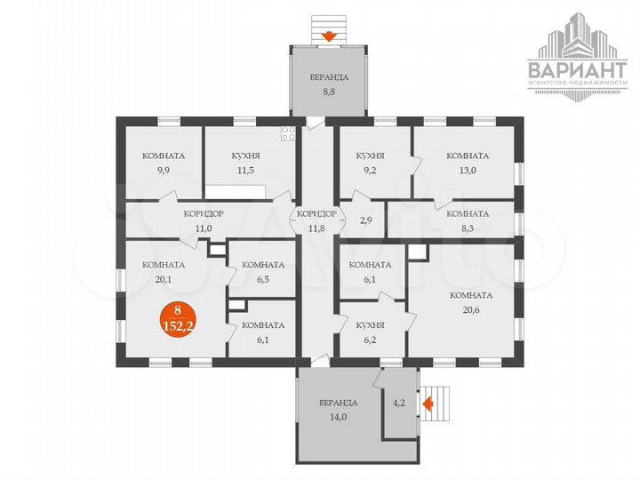 Дом 152,2 м² на участке 10 сот.