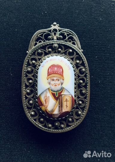 Панагия Николай Чудотворец с филигранью