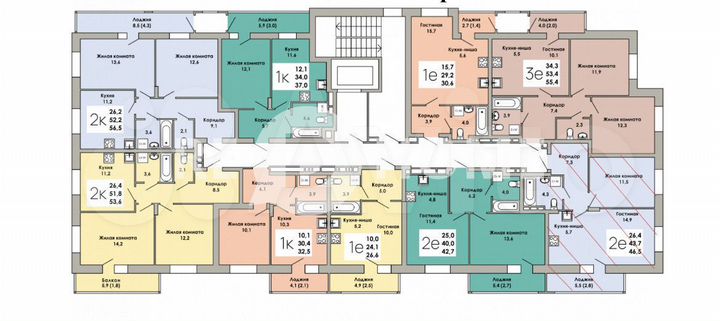 2-к. квартира, 46,5 м², 6/9 эт.