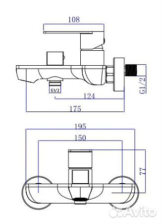 Смеситель для ванны+акс Ekaterinburg EK54 (экс BJ