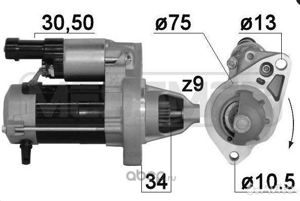 Стартер honda accord/CR-V III 2.0, civic 1.8 1.1kw