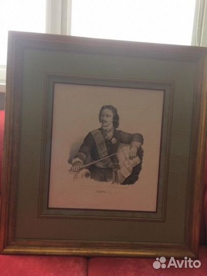 Гравюра в оформлении «Император Пётр I» 19 век