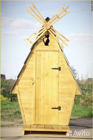 Дачный туалет деревянный прямоугольник GML