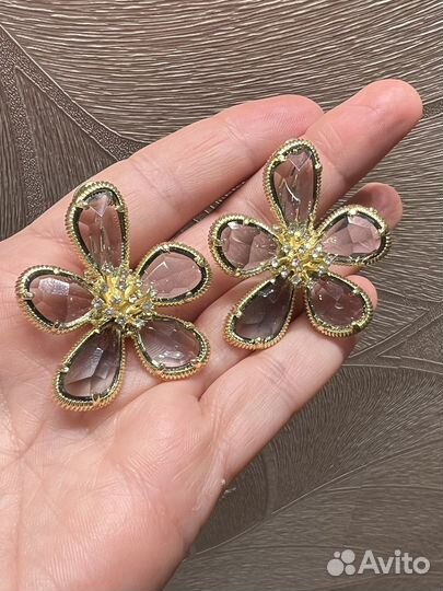 Серьги хрустальные цветы