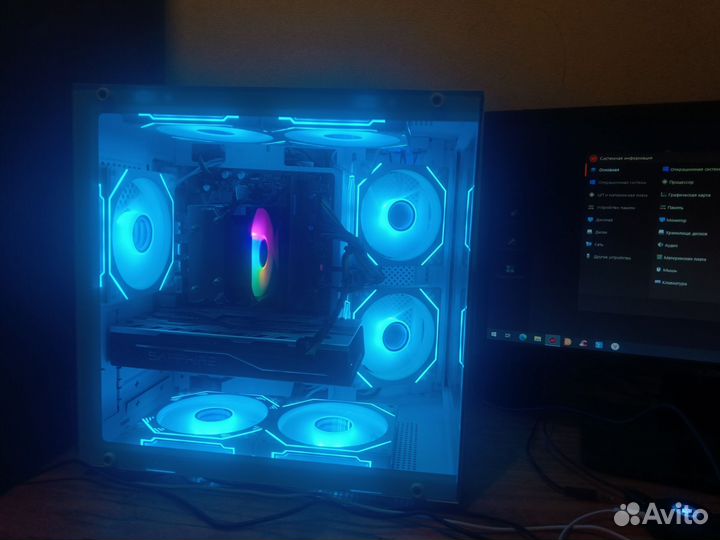 Игровой пк с монитором и клавиатурой