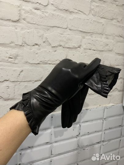 Перчатки женские кожаные зимние