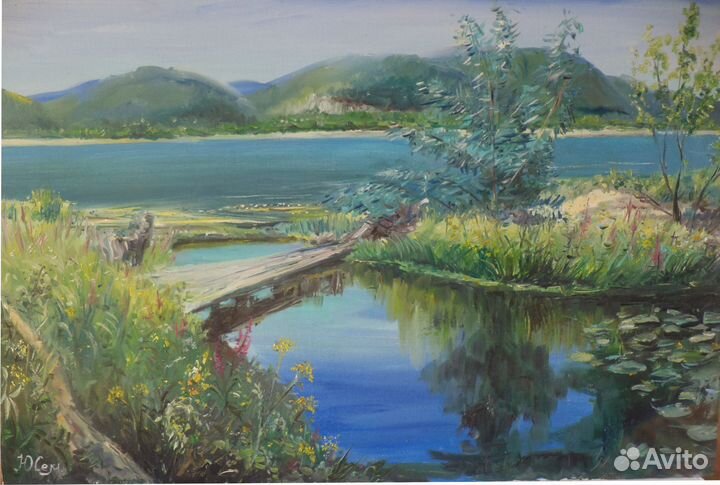 Картина маслом в раме. Пейзаж. 