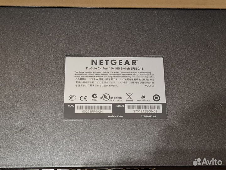 Коммутатор netgear JFS524E