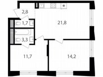 2-к. квартира, 55,5 м², 5/26 эт.