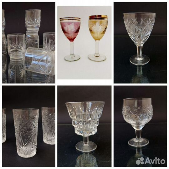 Хрустальные Рюмки СССР цветное стекло Дядьково