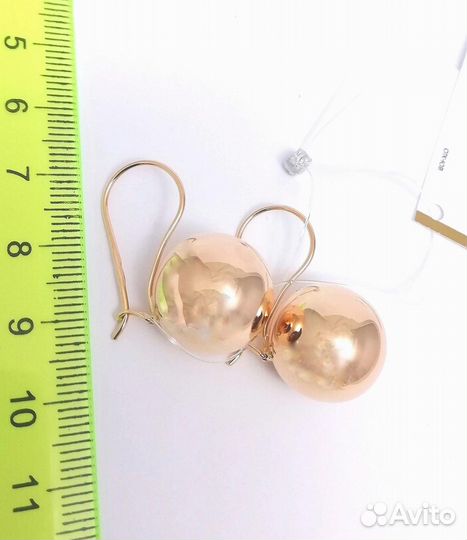 Золотые серьги шары, гладкие, французский замок, вес 5,00г