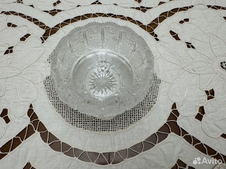 Ваза хрустальная, снежинка, Чехия. Розетки Япония