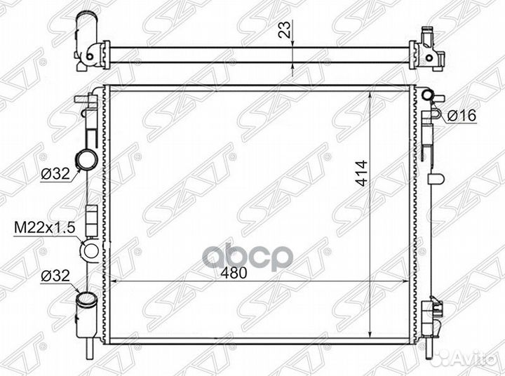 Радиатор Renault Kangoo 97-07 SG-RN0002-D7F Sat